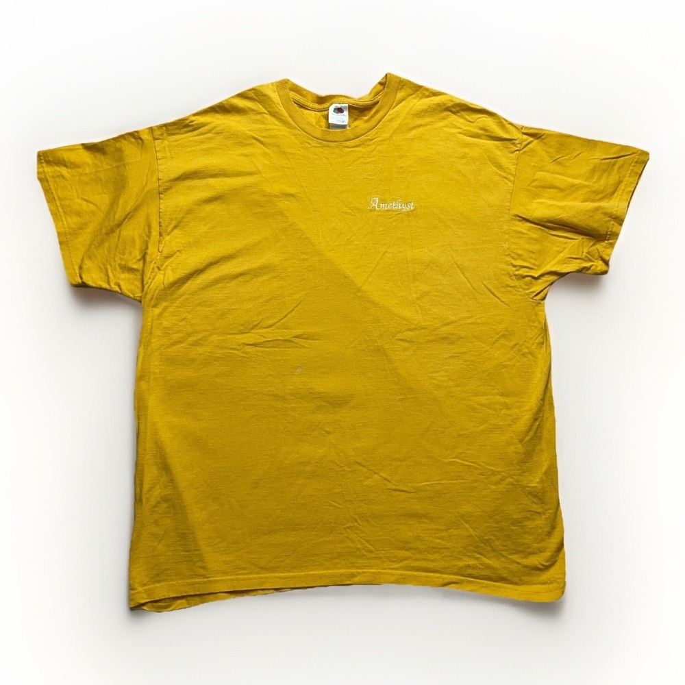 Fruit of the Looms Amethyst T-Shirt Mens 2X Yellow Crew Short Sleeve Casual Tee